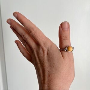 Sunshine Yellow Silver Wire Wrapped Ring